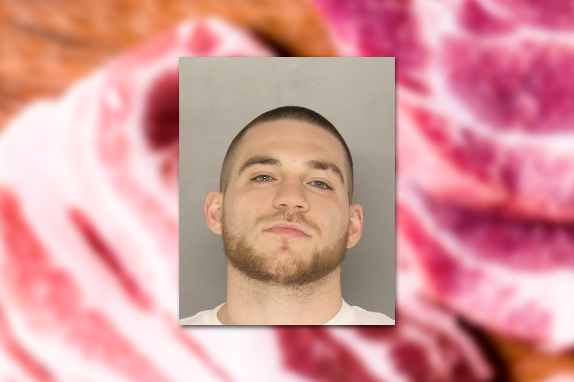 Alexander "AJ" Carricato. Mugshot provided by the Allegheny County Jail. Background photo credit: Becerra Govea Photo/Pexels.