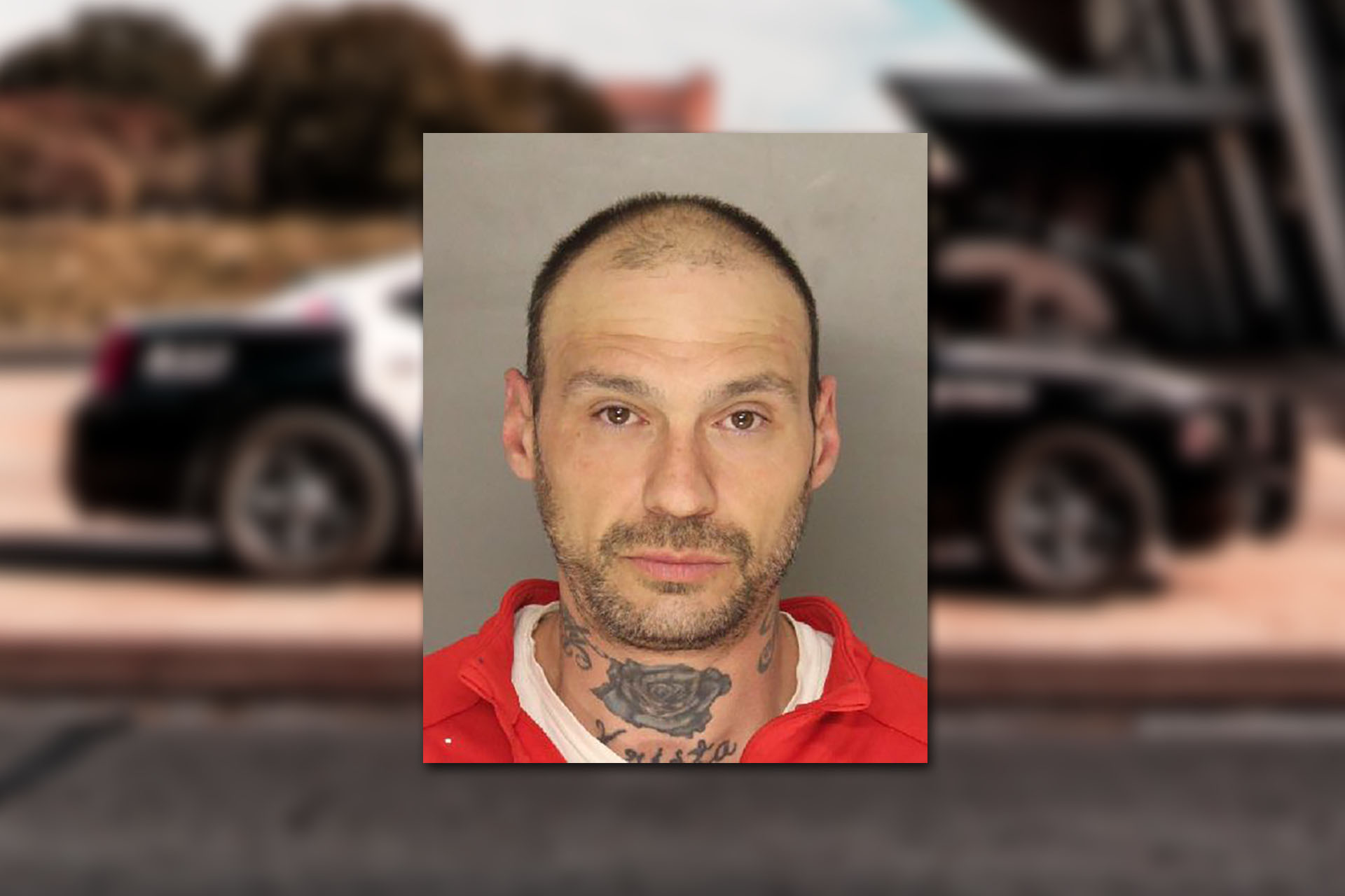 Mugshot provided by the Allegheny County Jail. Background photo credit: Jacoby Clarke / Pexels