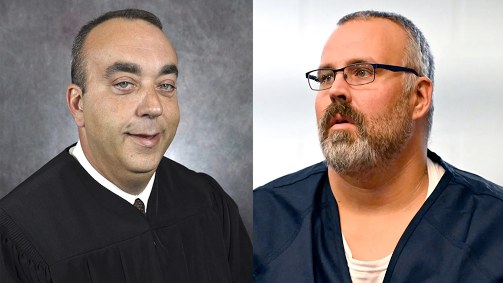 Judge Kevin Mullins, left, was allegedly shot to death by Sheriff Shawn "Mickey" Stines inside the judge's chambers.