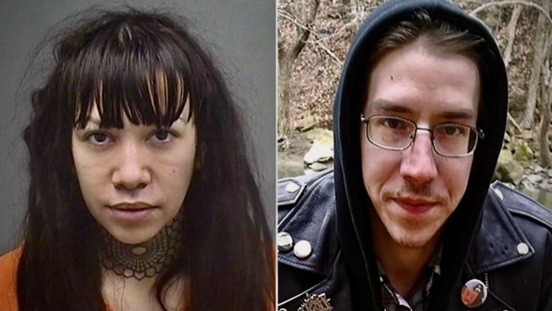 Left: Chelsea Perkins (mugshot via Mahoning County Sheriff’s Office) Right: Matthew Dunmire (via Claytor Rollins Funeral Home) 
