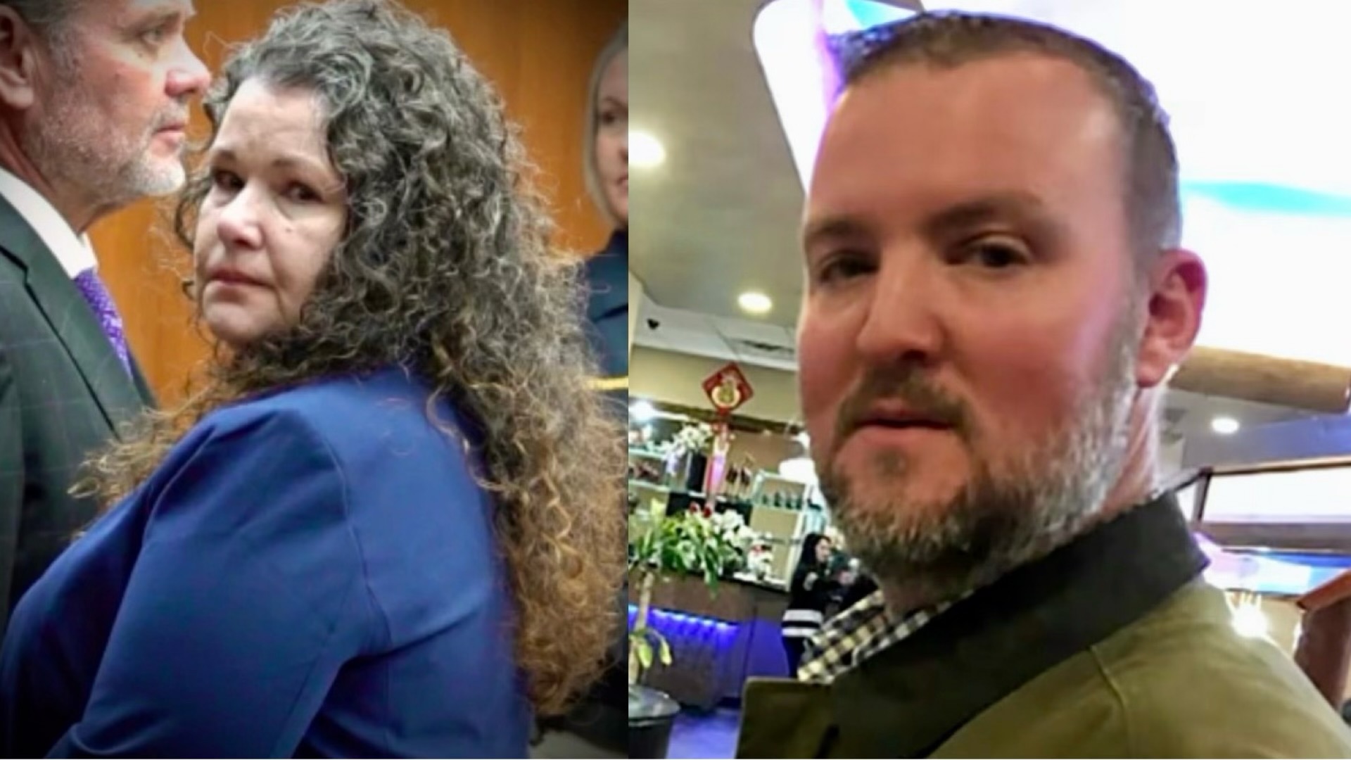 Left: Sarah Hartsfield on trial (via NBC) Right: Joseph Hartsfield (via KPRC)
