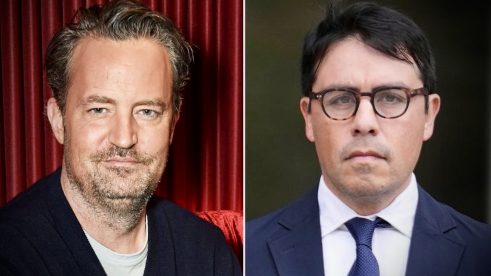 Left: Matthew Perry, Right: Dr. Salvador Plasencia (via AP Photo/Getty)