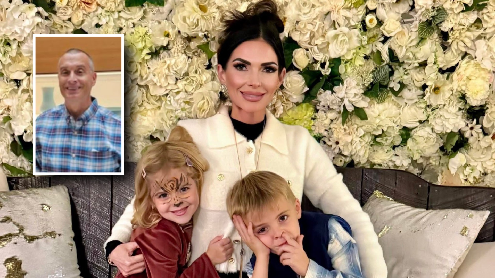 Background: Charity Beallis and her two children (Family handout). Inset: Social media photo of Dr. Randall Beallis (via Mercy Rehabilitation Hospital Fort Smith / Facebook).