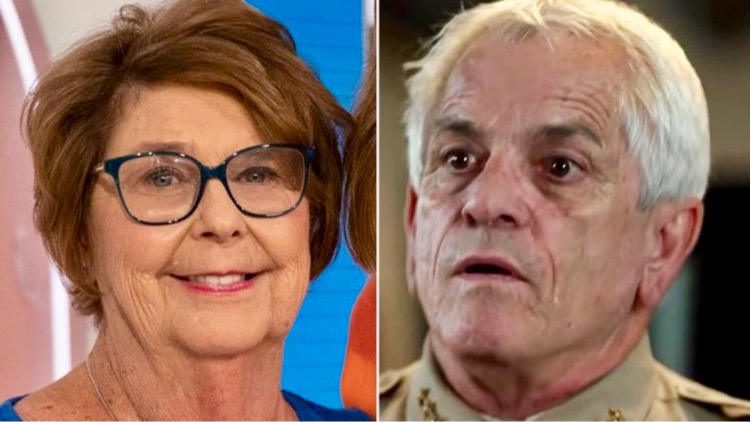 Left: Nancy Guthrie, Right: Pima County Sheriff Chris Nanos (via Instagram/NBC)
