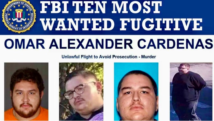 Wanted poster for Omar Alexander Cardenas (via FBI)
