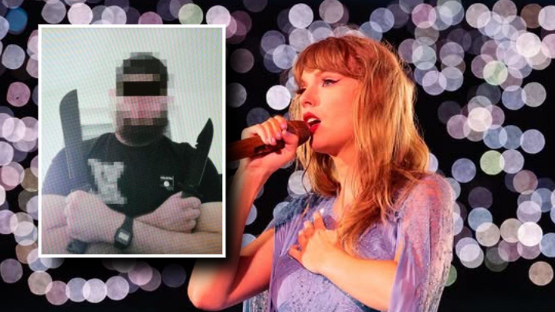 Left: Photo of  released by the Austrian Interior Ministry. Right: Taylor Swift (via Instagram).