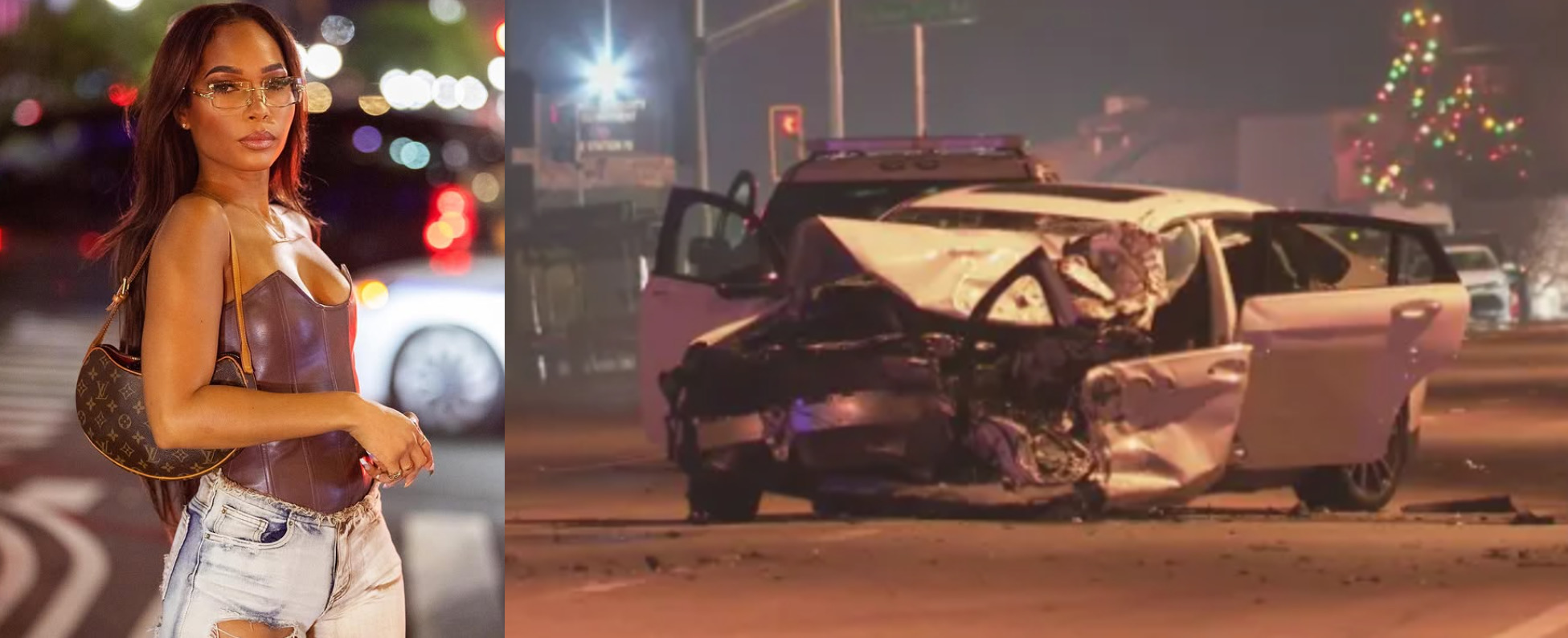 Summer Wheaton, left, and the scene of the July 4, 2024, fatal crash on Pacific Coast Highway in Malibu, Calif. (yepitsmesummer via Instagram; RMG News)