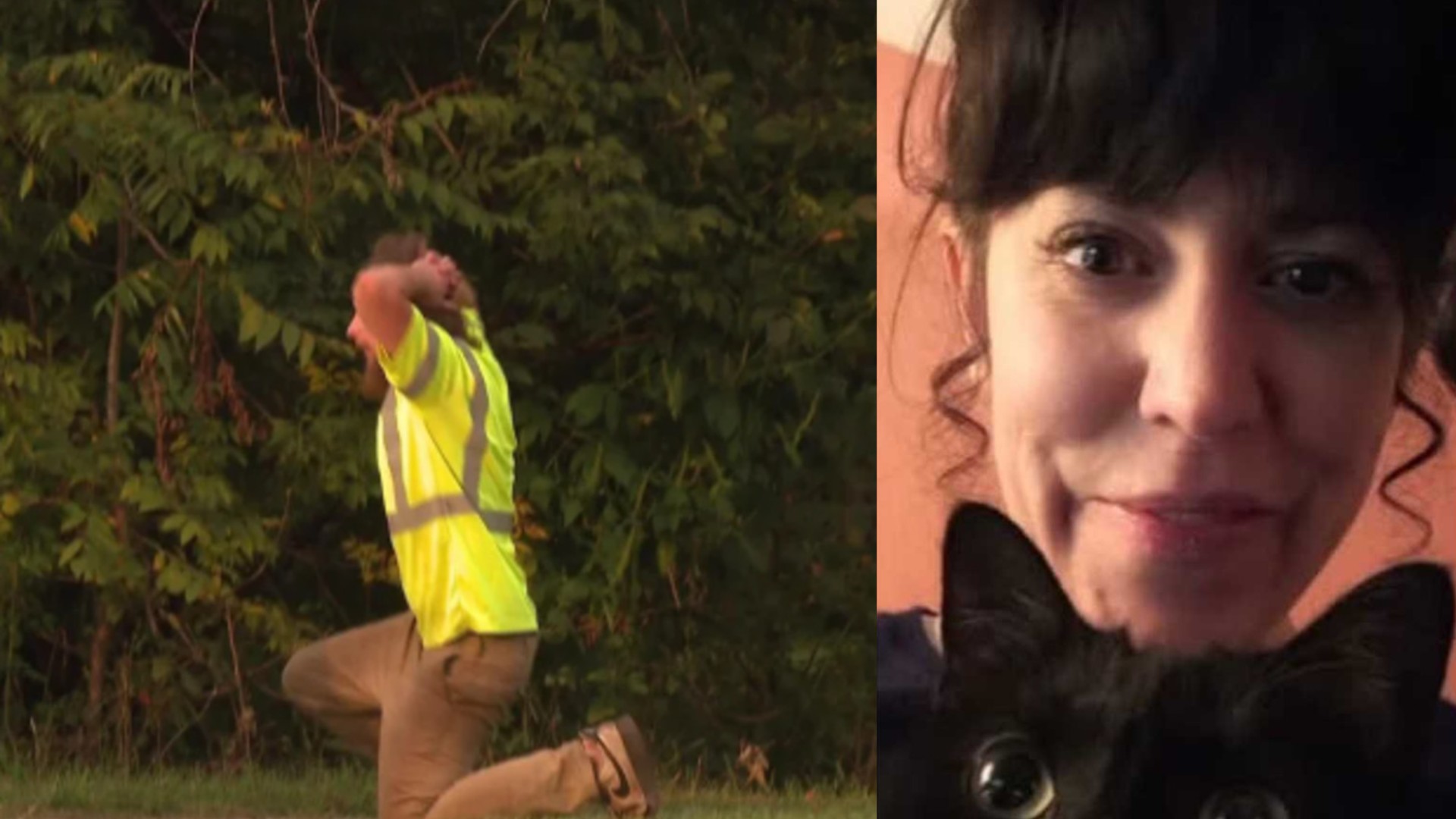 Jakob Korber surrenders to police, right, and Christin Hamilton (Courtesy KDKA / Facebook)