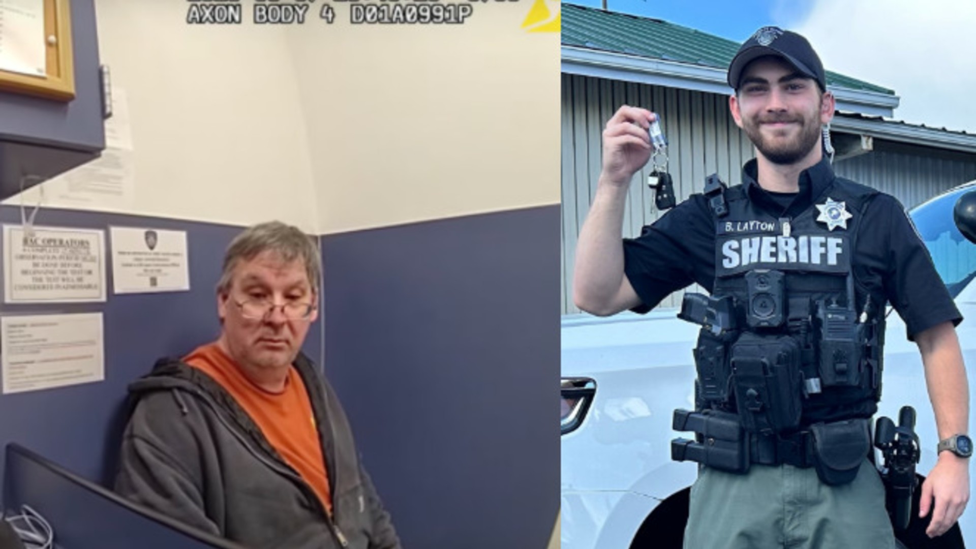 Screenshot of bodycam footage of Marc Fogle, left, and Deputy Bryson Layton.